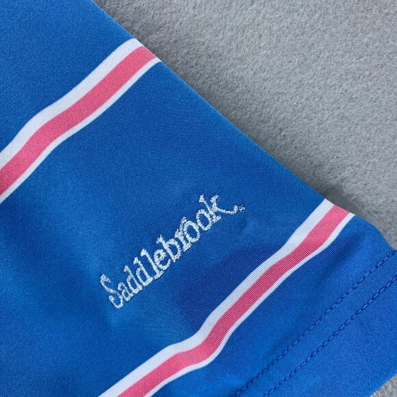 Footjoy Golf Polo Shirt Mens Extra Large Blue White Pink Striped‎ Saddlebrook - Picture 11 of 13